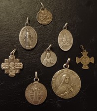 Antique  French Religious medals. Lot of 8 various. 