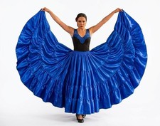 Women Satin 32 Yard 4 Tiered Skirt Belly Dance Ruffle Gypsy Flamenco Tribal ATS