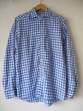 Eton Shirt Mens EU 42 16 1/2 Blue Gingham Check Slim Long Sleeve Button Up