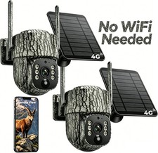 4G Trail Camera No WiFi Needed Solar Powered 2.5K Game Hunting APP Live View Cam