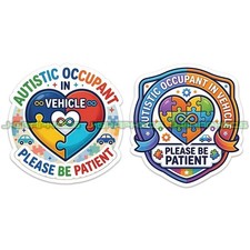 Autistic Occupant In Vehicle Vinyl Decal Sticker Autism Awareness 2 Pack C