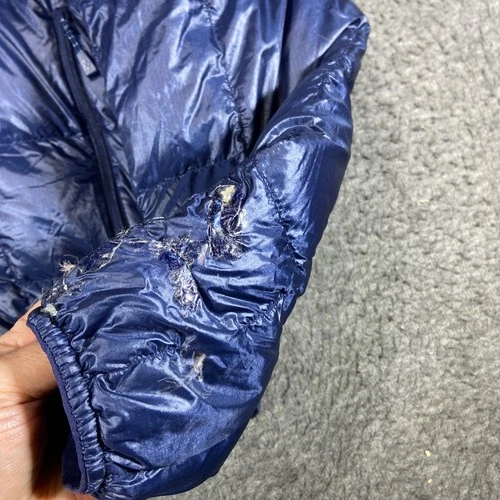 Montbell Ex Light Down Jacket Mens Medium Blue Puffer Full Zip 800FP Distressed image 3