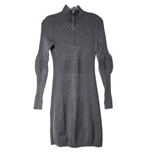 Athleta Womens Sweater Dress S Gray Ribbed Mock Neck Activwear Athleisure Gorp