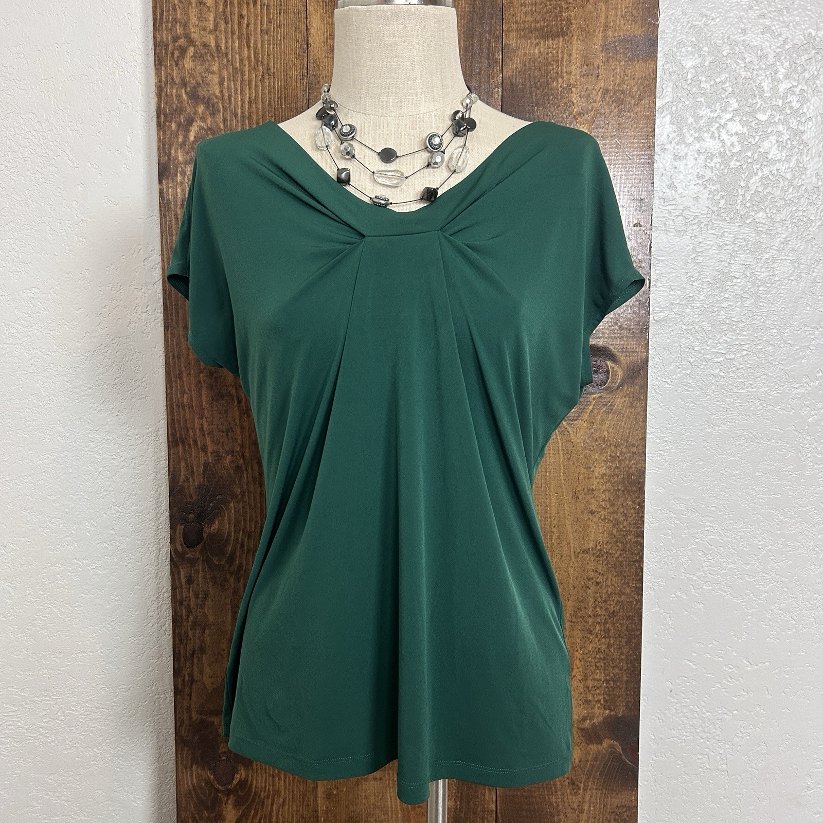 Y2K New York&Co Stretch Womens M Top Green Business Career Office Siren Corpcore