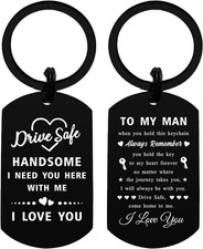Drive Safe Keychain for Him Men, Birthday Gifts for Boyfriend, Fathers Day Anniv