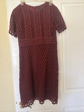 NWT ANN TAYLOR Lace Burgundy Floral Dress Sz 4