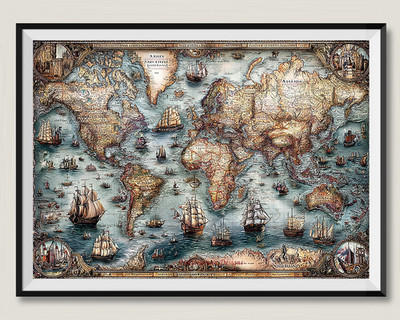 Pirate Map 1 - DIY Chart Counted Cross Stitch Patterns Needlework DMC Color