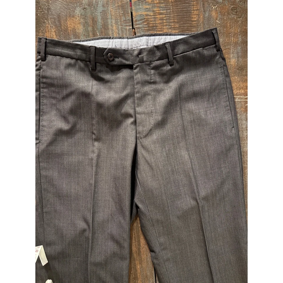Incotex pin stripe wool dress pants men’s sz 34x30 gray white - Image 2 of 4