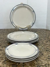 8pc VTG Brick Oven Scandia Blue 4 Dinner Plates 3 Salad Plates TUNG GUAN CHINA