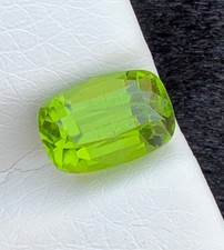 3.45 Ct Natural Green Peridot Cushion Cut from Kuhistan Pakistan 10.10mm