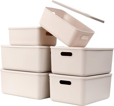 Plastic Storage Baskets with Lid Organizing Container Lidded Knit Storage Organi