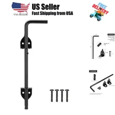 12" Cane Bolt Drop Rod Heavy Duty Gate Hardware Black Solid Steel Gate Ground...