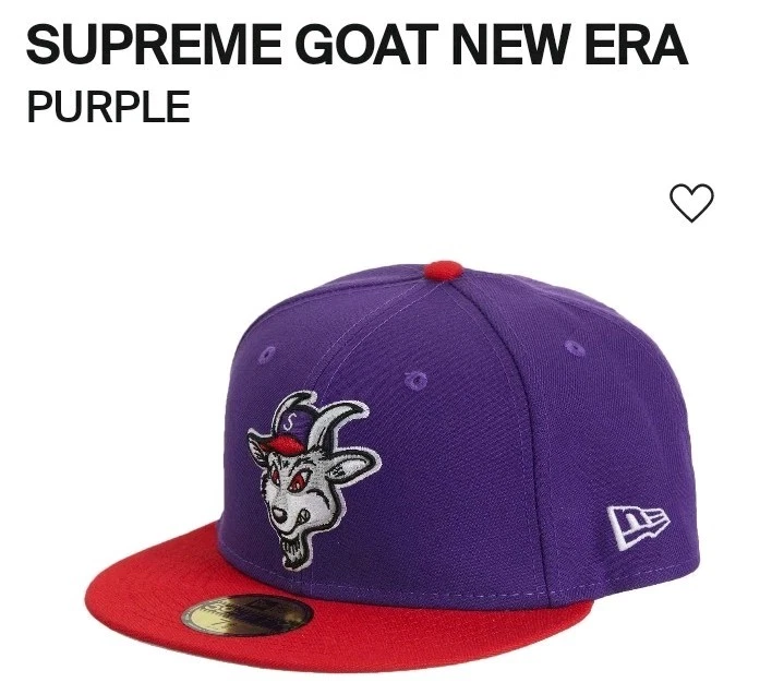 Taille   7 1/4   Chapeau ajusté chèvre Supreme x New Era (violet/rouge) SS 2022
