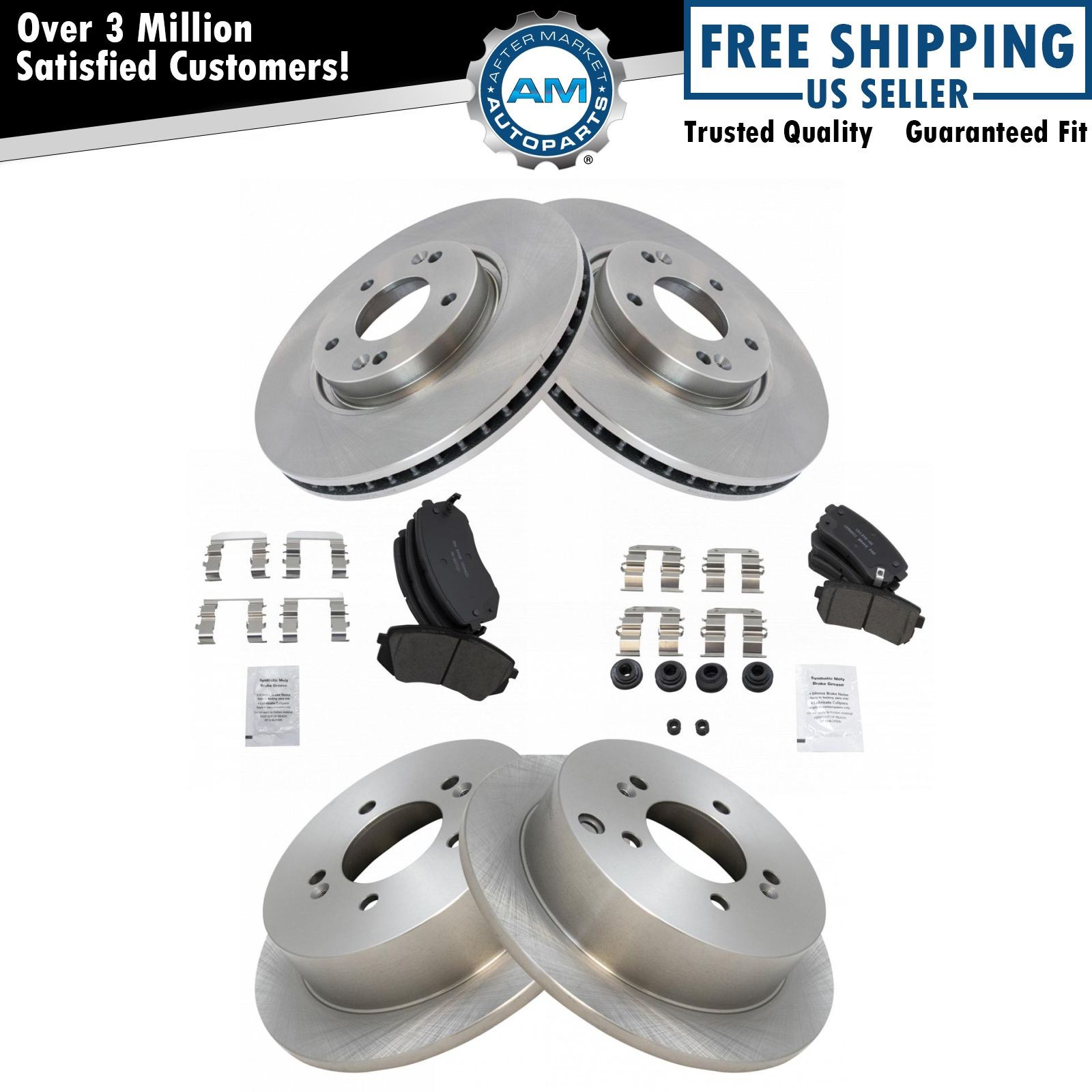 Ceramic Brake Pad & Rotor Set Front & Rear Kit for Hyundai Tucson Sportage