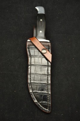 Custom Crafted Sheath for Buck 124, Caiman Crocodile Hide overlay (Sheath Only)