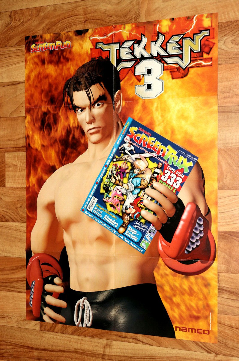 1998 Tekken 3 Very Rare Double sided Poster 80x55cm PS1 Vintage