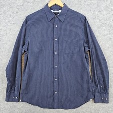 Banana Republic Men's Dress Shirt Size L 16-16 1/2 Blue Pinstriped 100 Cotton