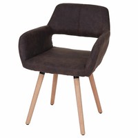 Esszimmerstuhl Stuhl HWC-A50 Ii, Retro 50Er Jahre Textil, Vintage Dunkelbraun