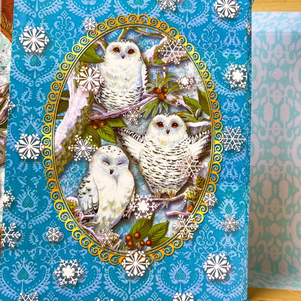 Punch Studio Christmas Winter Snowy Owl Magnetic Paper Book Empty Jewelry Box - Image 3 of 4