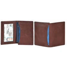 Leatherboss Expandable Business Card Case Genuine Leather Front Pocket Wallet