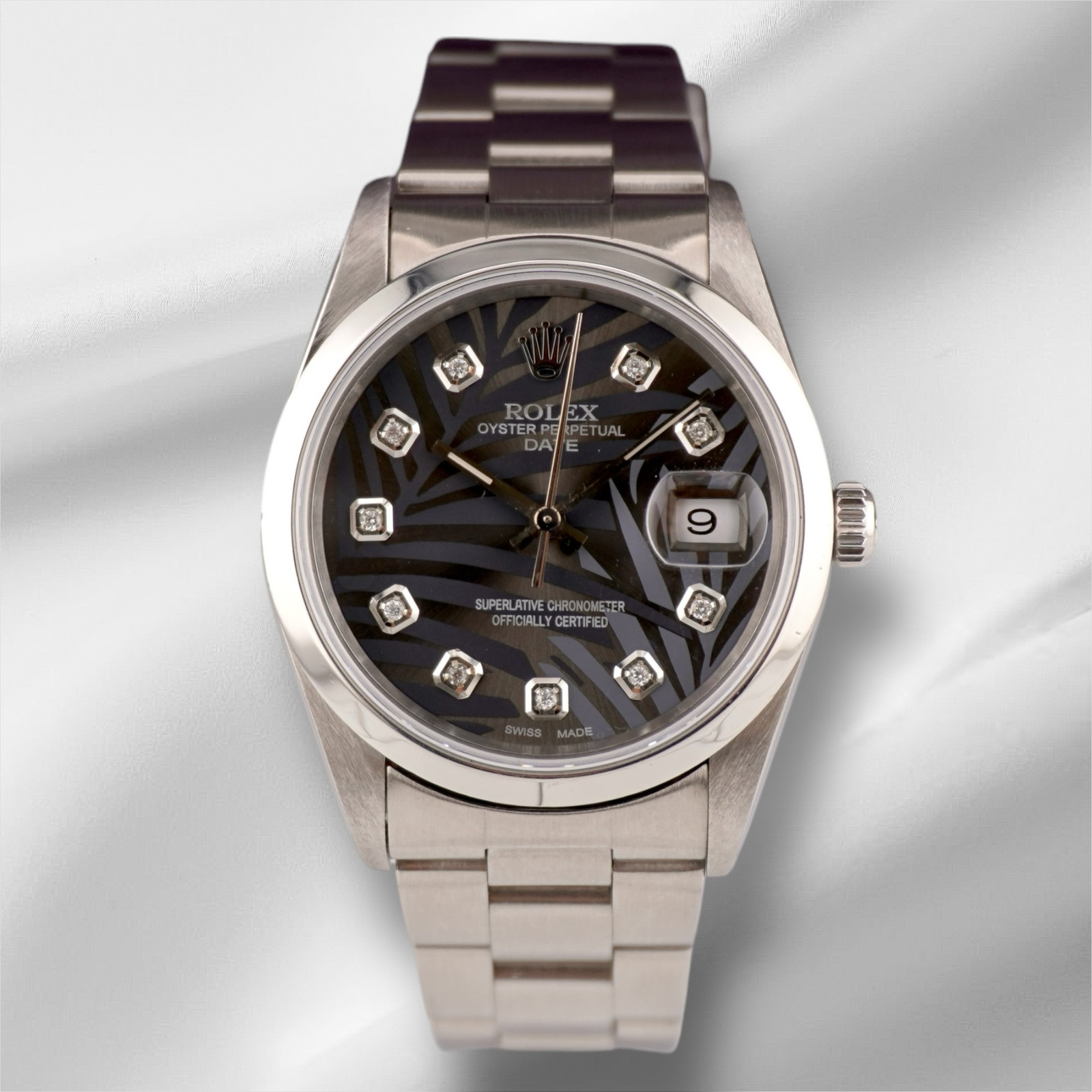 Rolex Date Grey Palm Oyster Steel