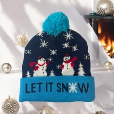 LED Christmas Hat Sweater Knitted Beanie Light Up Knitted Hat Christmas Unisex 