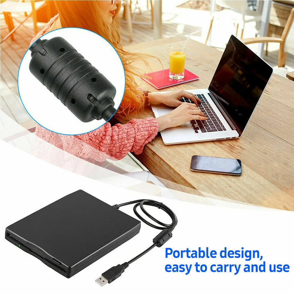 3.5 Inch USB 2.0 Portable External Floppy Disk Drive 1.44Mb Reader FDD PC Laptop - Image 3 of 4