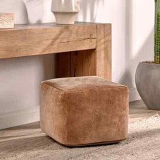 Villa by Classic Home Heirloom 18"W X 18"H X 14"D Velvet Pouf - Rust Orange New