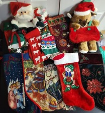 Vintage Christmas Stockings Needlepoint - Plush - Sequins - Knit YOUR CHOICE