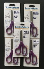 Schoolworks Beginner Kid Blunt-Tip Scissors Purple Squishgrip Handle 5 Set of 5