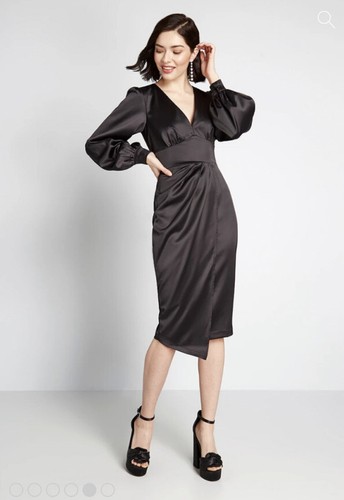 NWT ModCloth x Collectif Siren Times V-Neck Party Dress - Black - Size 12 - Picture 3 of 6