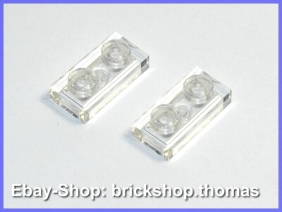 Lego 2 x Platte (1 x 2) - 3023 transparent - trans clear Plate - NEU / NEW