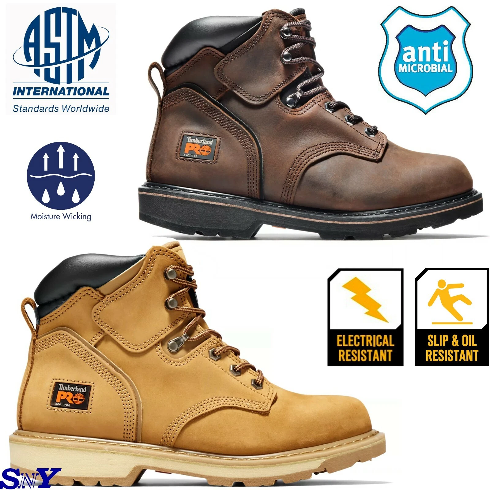 Timberland Slip Oil Resistant EH Protection Anti Microbial Work Leather Boots