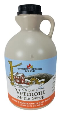 Hidden Springs Maple Organic Vermont Maple Syrup Grade A Amber Rich 32oz.