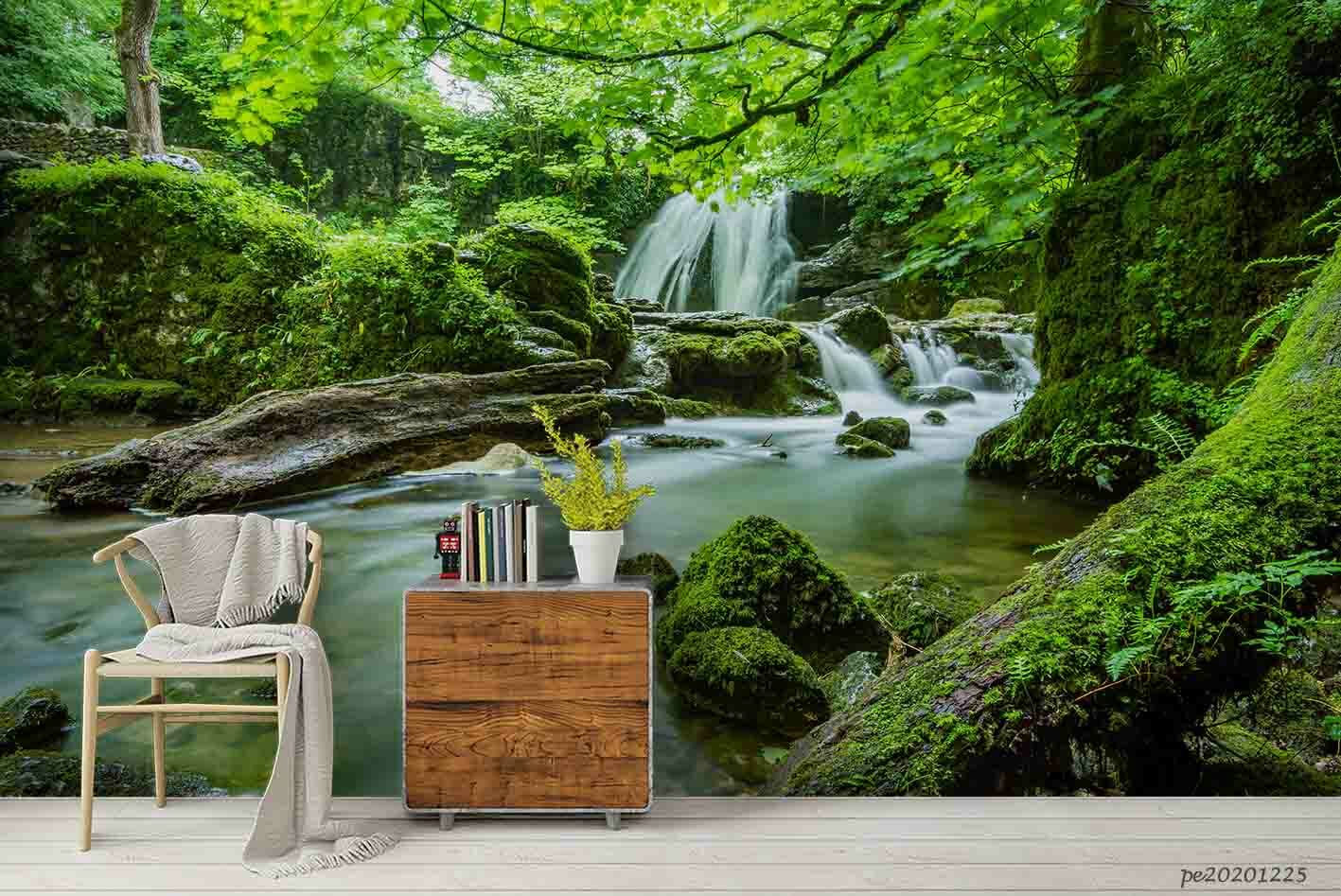 3D Green Forest Stream Landscape Wallpaper Wall Murals Removable 333 ...