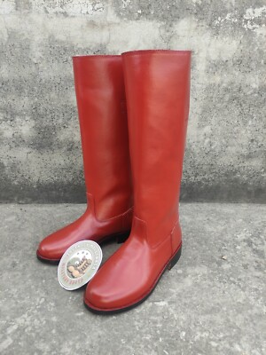 German Officer rounded Toe Boot With Leather Sole Inside Pull On Strips