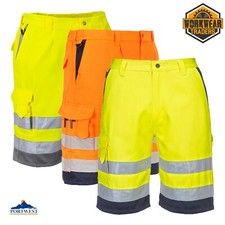 Image of Portwest Hi Vis Shorts Workwear Stain Resistant Polycotton Combat E043 Hi Viz