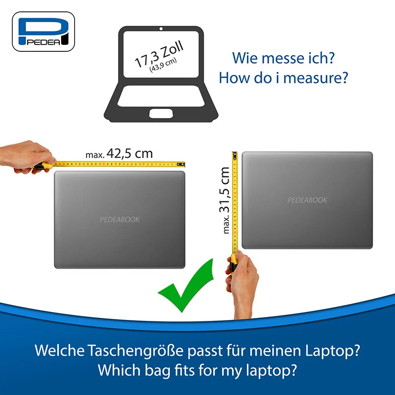 PREMIUM Notebook Laptop Schutz Tasche bis 17,3 Zoll (43,9cm) inkl. Tablet Fach - Bild 4 von 4