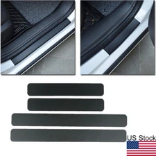 4pcs Carbon Fiber Pattern Door Sill Protector Decal Scuff Plate Guard Sticker