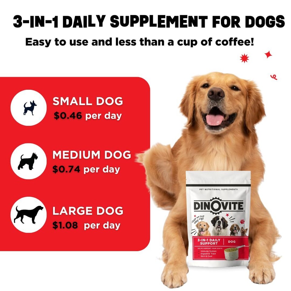 Dinovite Dog Probiotics for Medium Dogs 90Day Supply for Dogs 1845