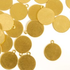 Brass Circle Tag w/ Ring, 1/2", Metal Stamping Blanks, 24 pc- Jewelry Discs