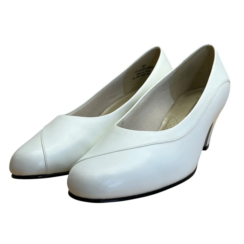 Женские белые мужские туфли-лодочки на низком каблуке без шнуровки размер 7,5 Вт - Изображение 3 из 4