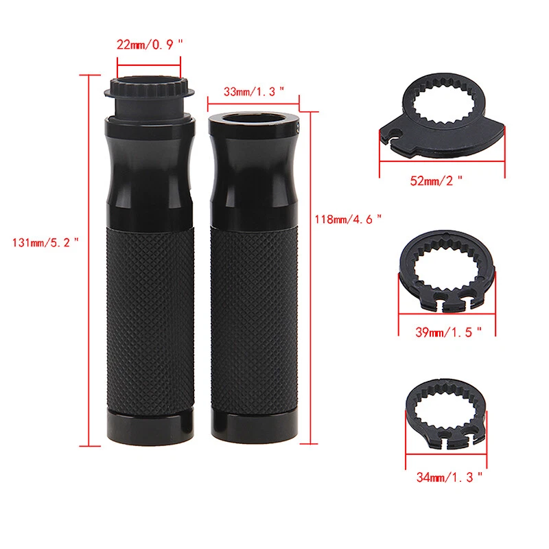 Top Black Hand Grips Aluminum  Rubber Universal Fit Motorcycles 7/8" 1"Handlebar - Image 2 of 4