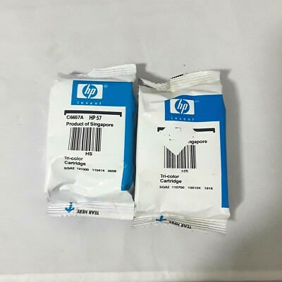HP 57 Tri-color Printer Ink Cartridge C6657A Hewlett-Packard Lot oF 2 Sealed