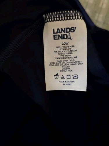 Lands End Size 20W Blue Tankini Adjustable Straps Wireless Built In Bra - Picture 6 of 8