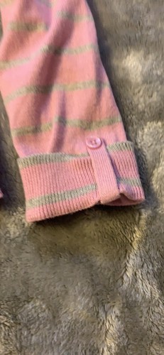 Girls Size XL 14-16 Cherokee Pink / Gray Striped Cardigan Sweater EUC - Picture 5 of 9