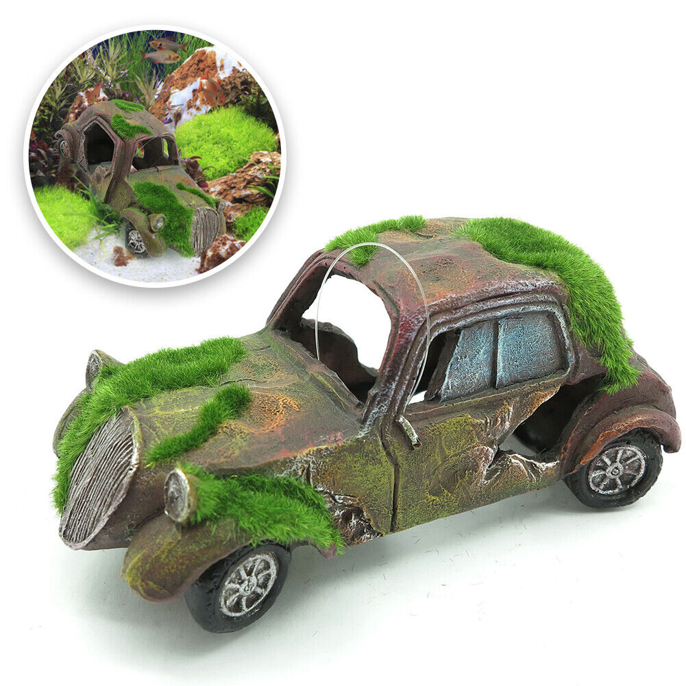 Fish Tank Decoration Landscaping Wreck Old Car Hideaway Broken Vehicle House