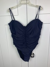 NWT J Crew Plus Size 22 3XL Ruched sweetheart one-piece Swimsuit Navy Blue
