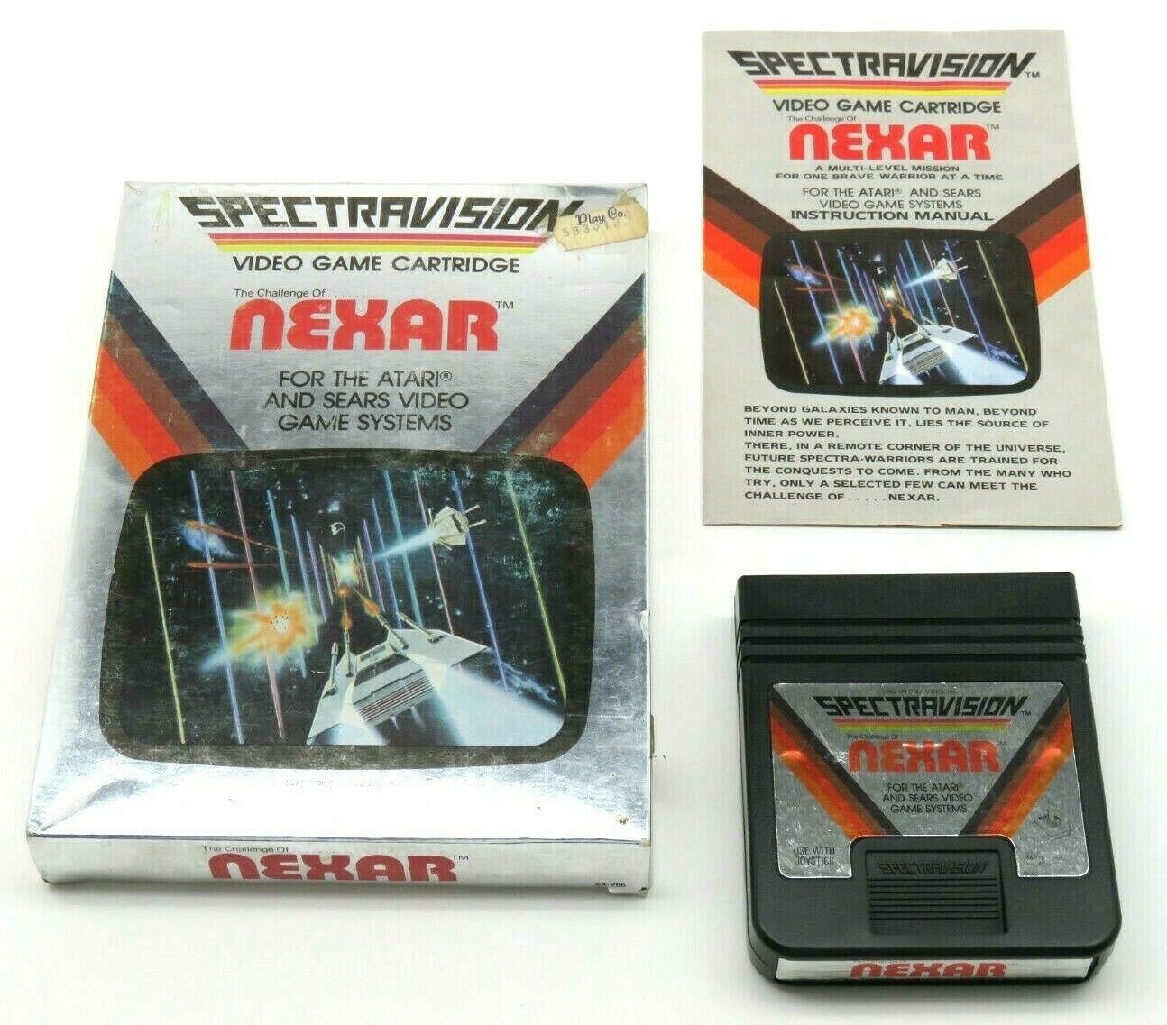 The Challenge of Nexar (Atari 2600,1982) Spectravision (Box, Cartridge & Manual)