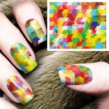 Multi color Geometric Nail Art Sticker Decal Decoration Manicure Water Transfer